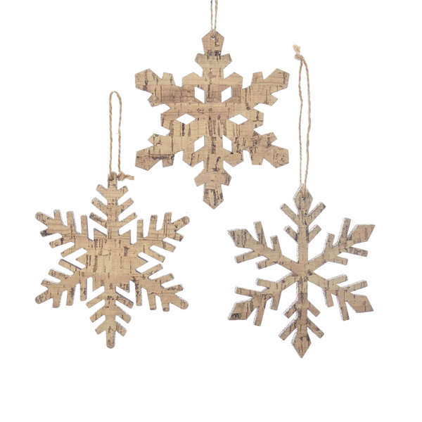 3 Piece Wooden Snowflake Hanging Figurine Set Joss Main