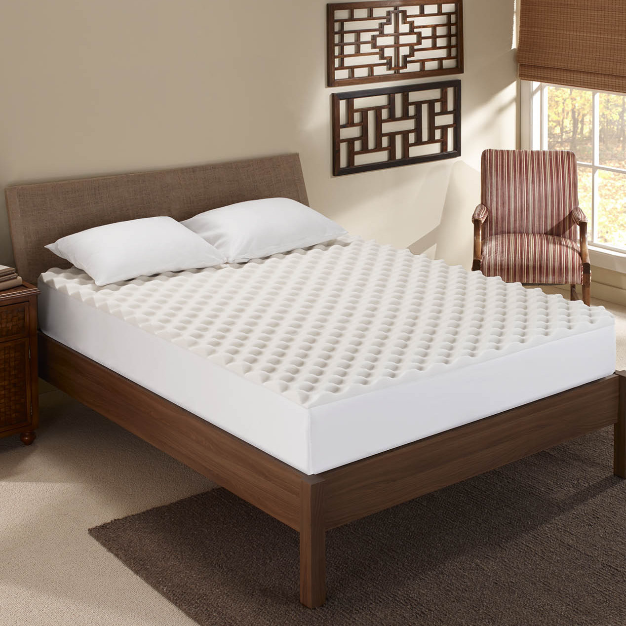 Sleep Innovations Inc Convoluted 1 5 Memory Foam Mattress Topper