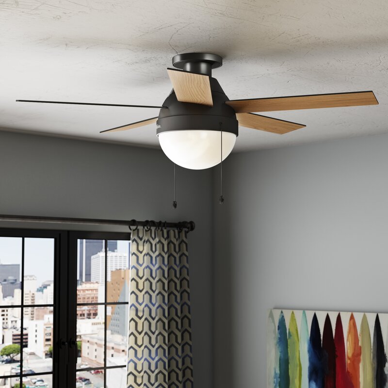 Hunter Fan 46 Anslee 5 Blade Led Flush Mount Ceiling Fan With Pull Chain And Light Kit Included Reviews Wayfair