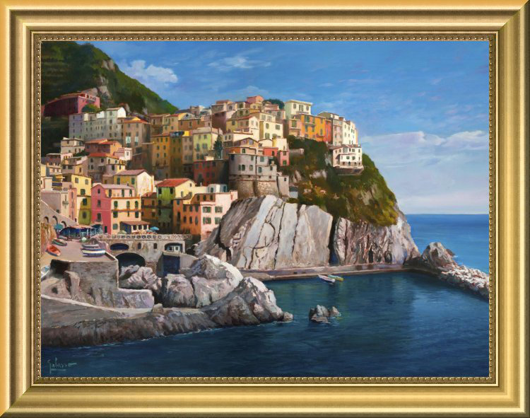 East Urban Home Manarola Le Cinque Terre Framed Oil Painting
