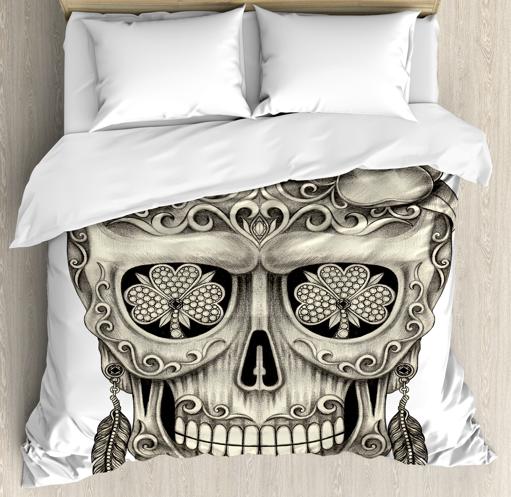 Ambesonne Day Of The Dead Decor Spanish Sugar Skull Duvet Cover