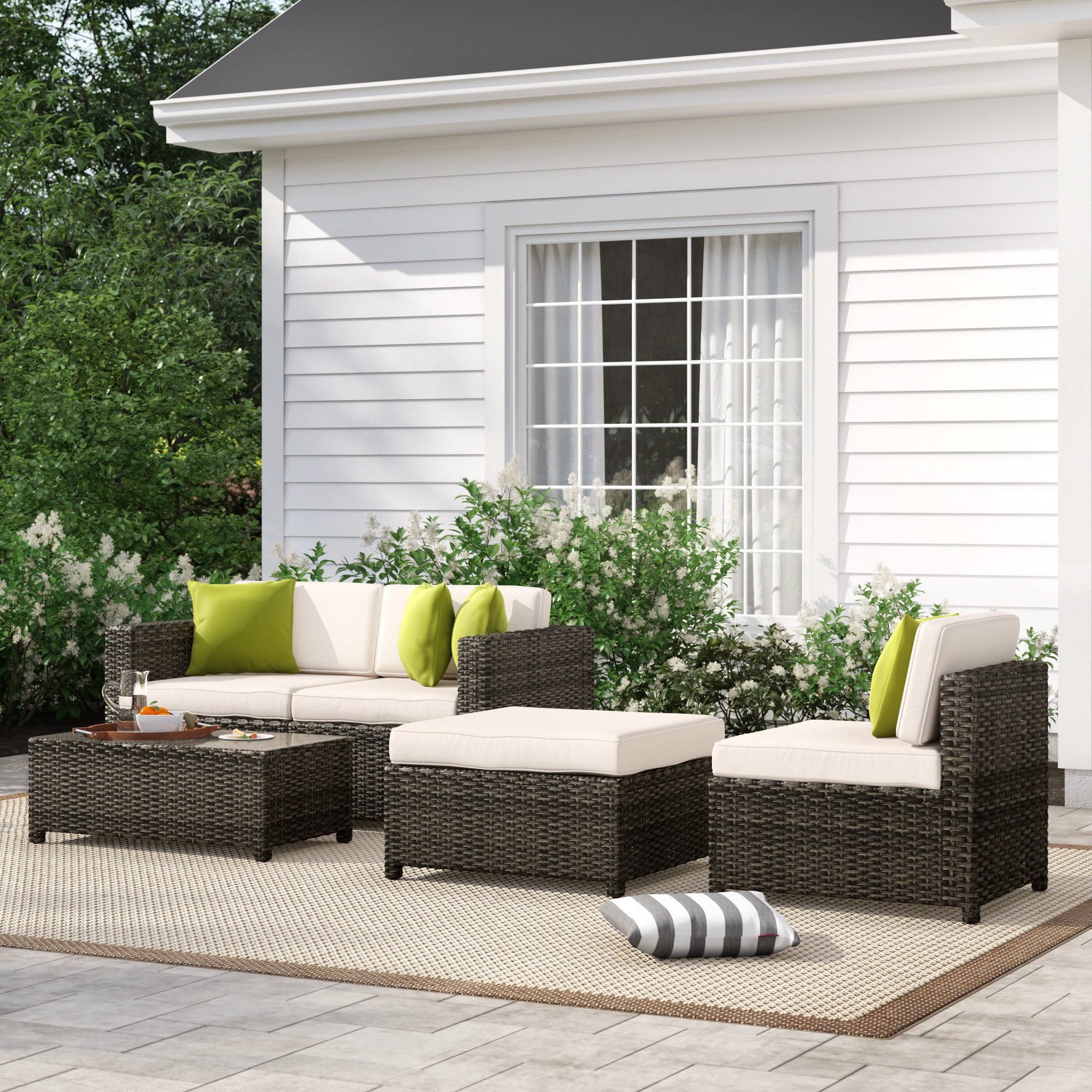 Sol 72 Outdoor Carmelo 5 Piece Rattan Sectional Seating Group With Sol 72 Outdoor Carmelo 5 Piece Rattan Sectional Seating Group With Cushions Reviews Wayfair