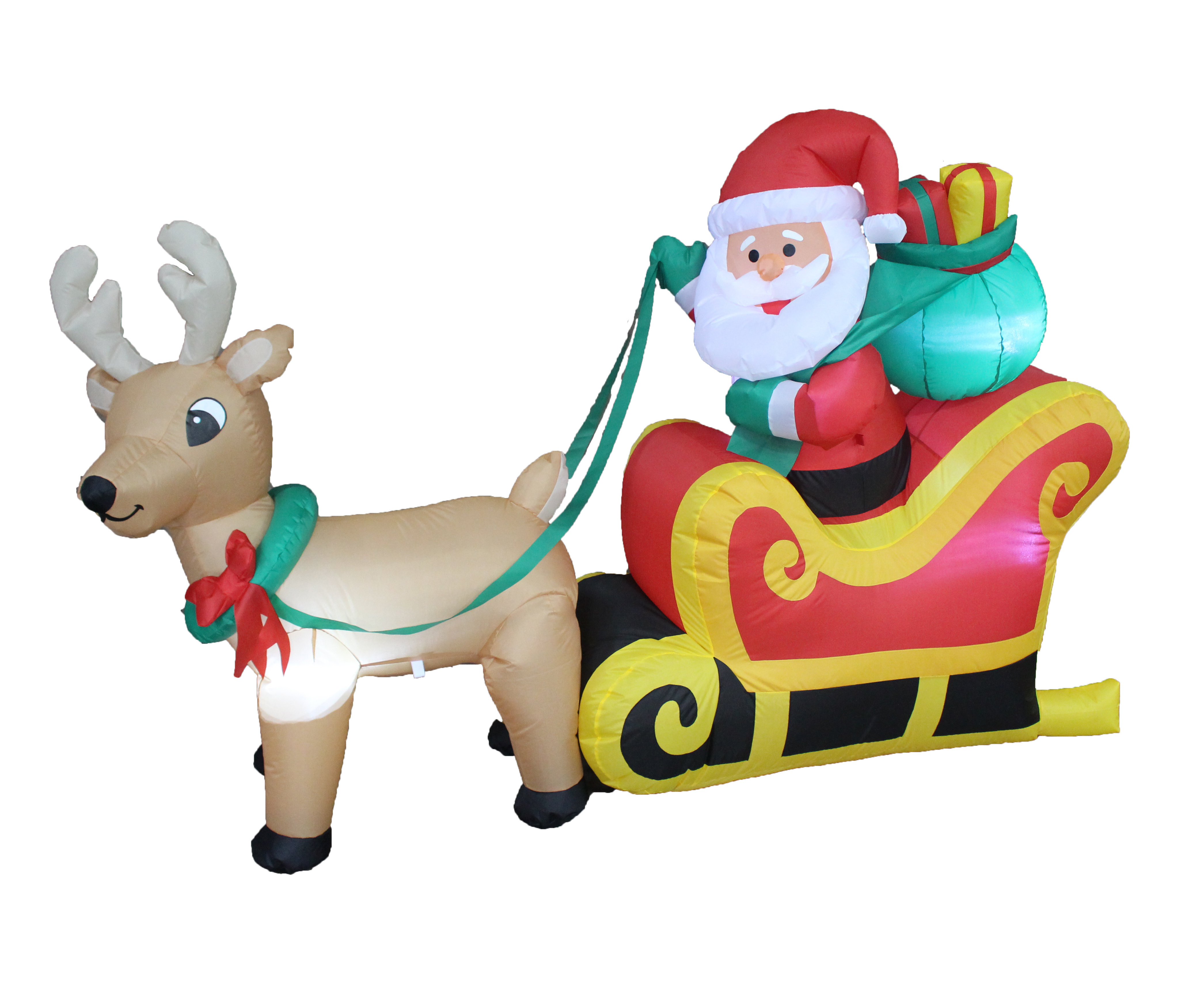 Christmas Inflatable Santa Claus On Sleigh With Reindeer