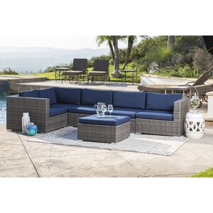 Ostrowski Outdoor Wicker Patio Sectional with Cushions