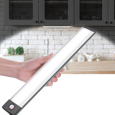 12 Inch Under Cabinet Lighting, 54 LED Wireless Rechargeable Sensor Light for Kitchen, Closet, Stairs