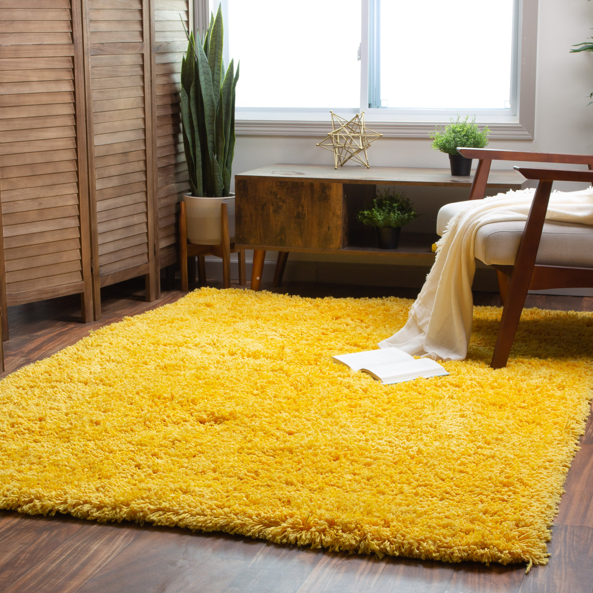 Harriet Bee Ambriz Handmade Shag Area Rug in Yellow & Reviews | Wayfair