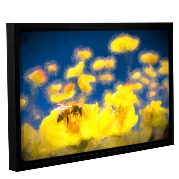 August Grove Honey Bee Mountain Daisy Study 1 Framed Painting