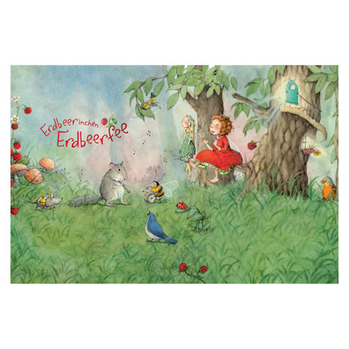 Evie the Strawberry Fairy - Playing Together 3.2m x 4.8m Textured Matte Peel & Stick Wall Mural East Urban Home