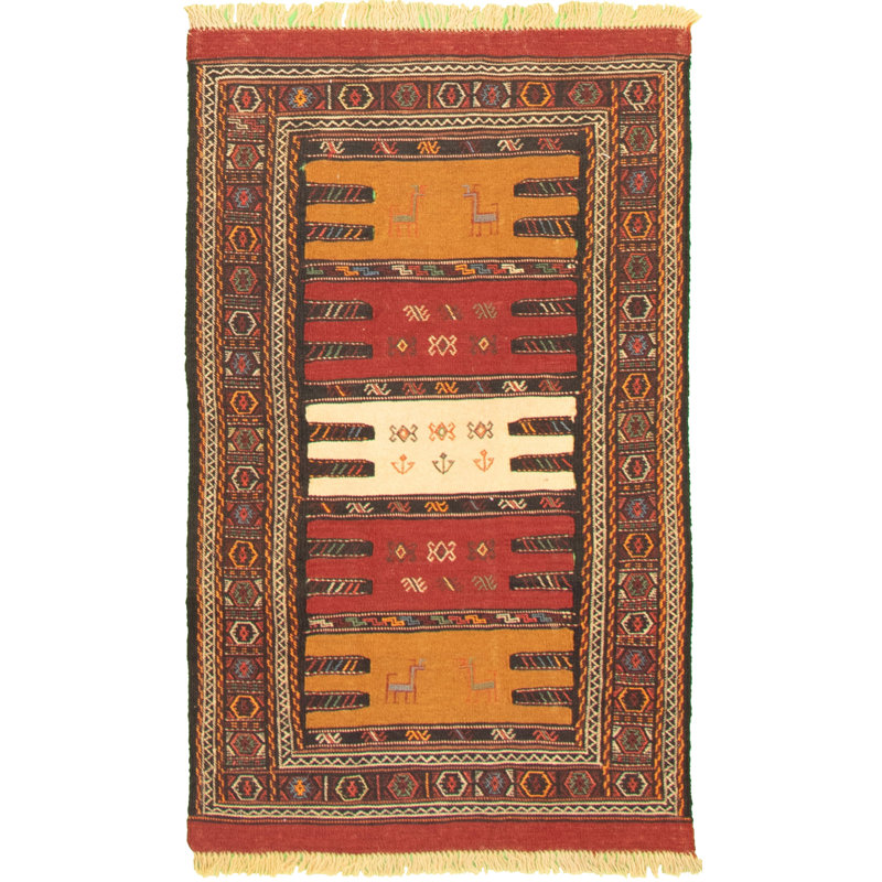 Bloomsbury Market Ahja Handmade Kilim Wool Dark Copper Dark Gold Rug