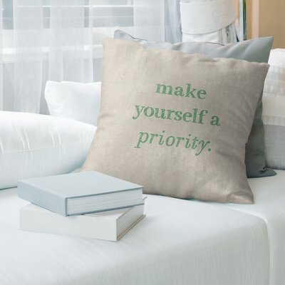 Handwritten Self Love Quote Pillow East Urban Home Size: 16