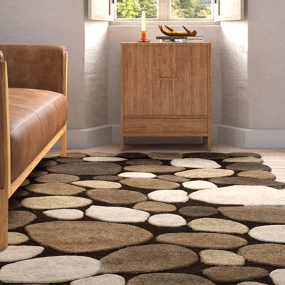 Alpert Handmade Flatweave Wool Dark Brown Area Rug 5x8