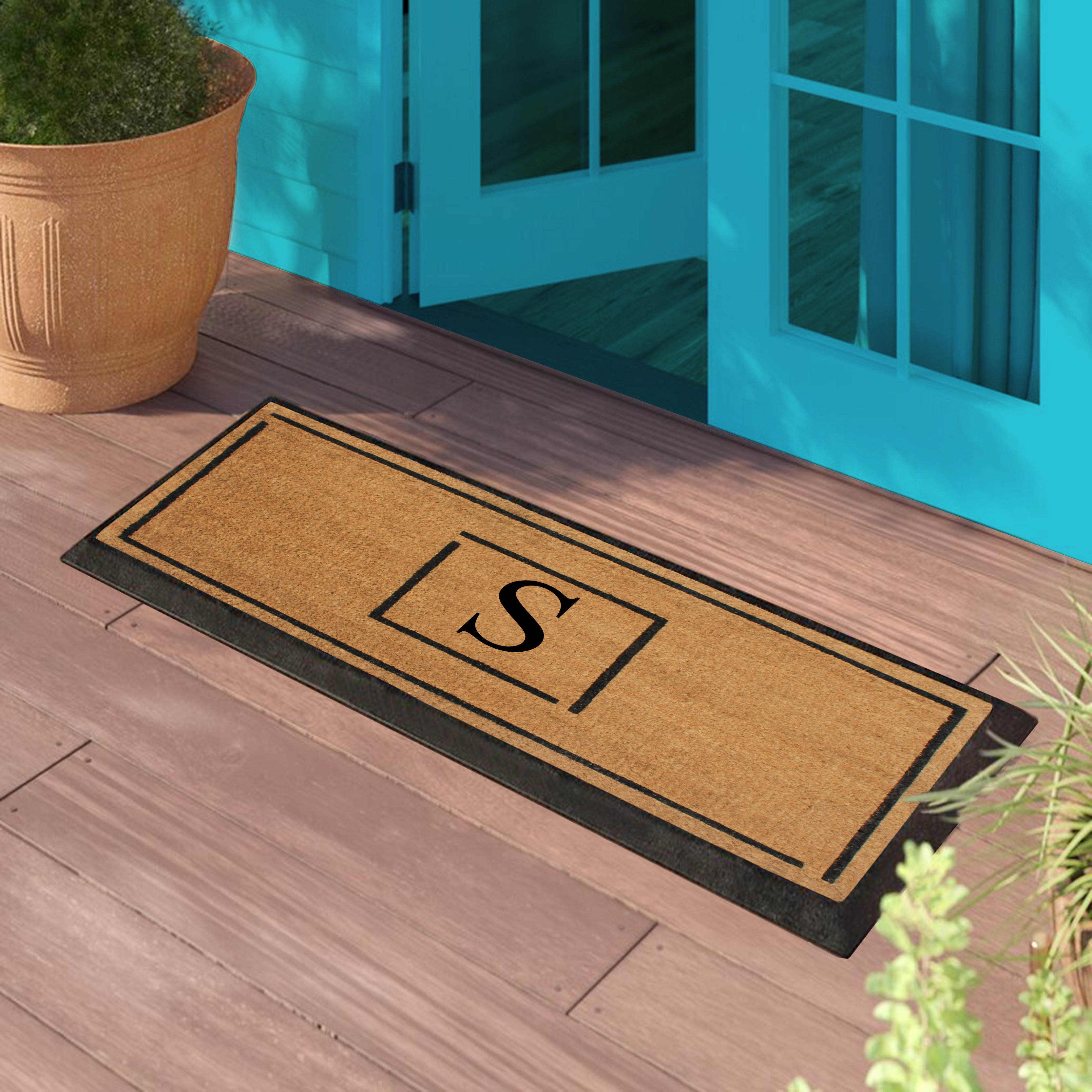 Latitude Run Amaranthe Hand Crafted Rubber Coir 48 In X 24 In Non Slip Outdoor Door Mat Wayfair