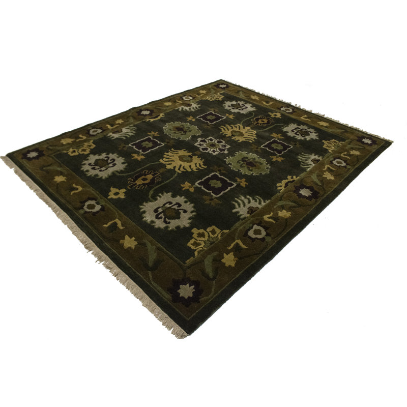 Bloomsbury Market One Of A Kind Emmaleigh Hand Knotted 2010s Olive Green 7 6 X 9 4 Wool Area Rug Wayfair,Badass Native American Girl Drawing