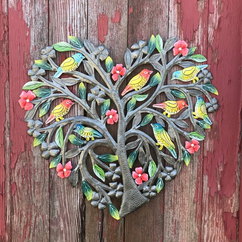 Rustic Wall Art - Painted Tree of The Heart Wall Décor