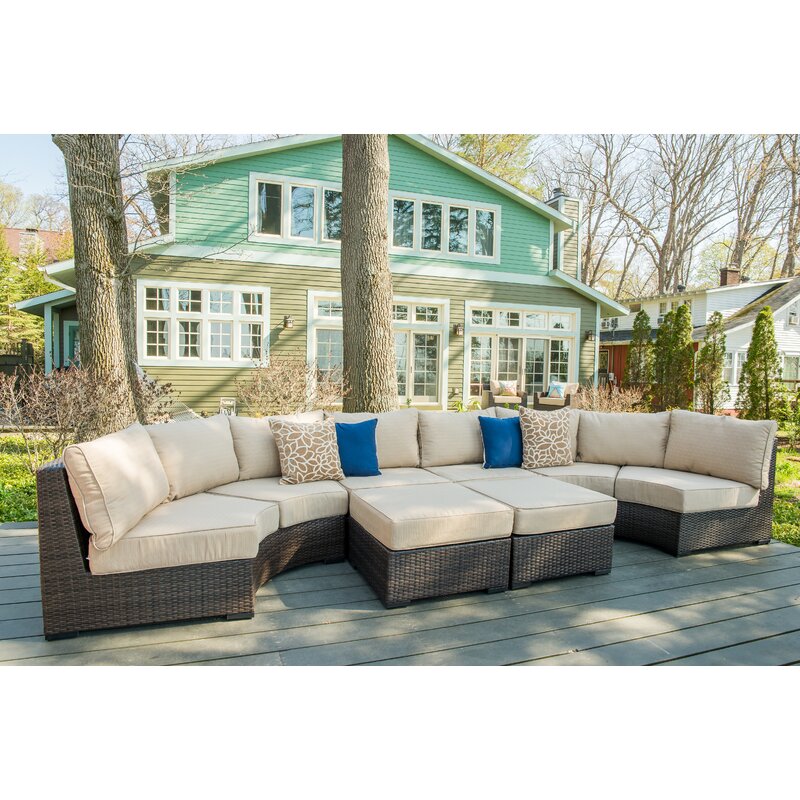 Rosecliff Heights Darden 6 Piece Sectional Seating Group with Cushions