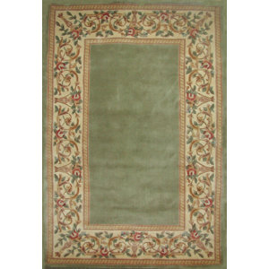 Valeriane Sage Floral Border Area Rug