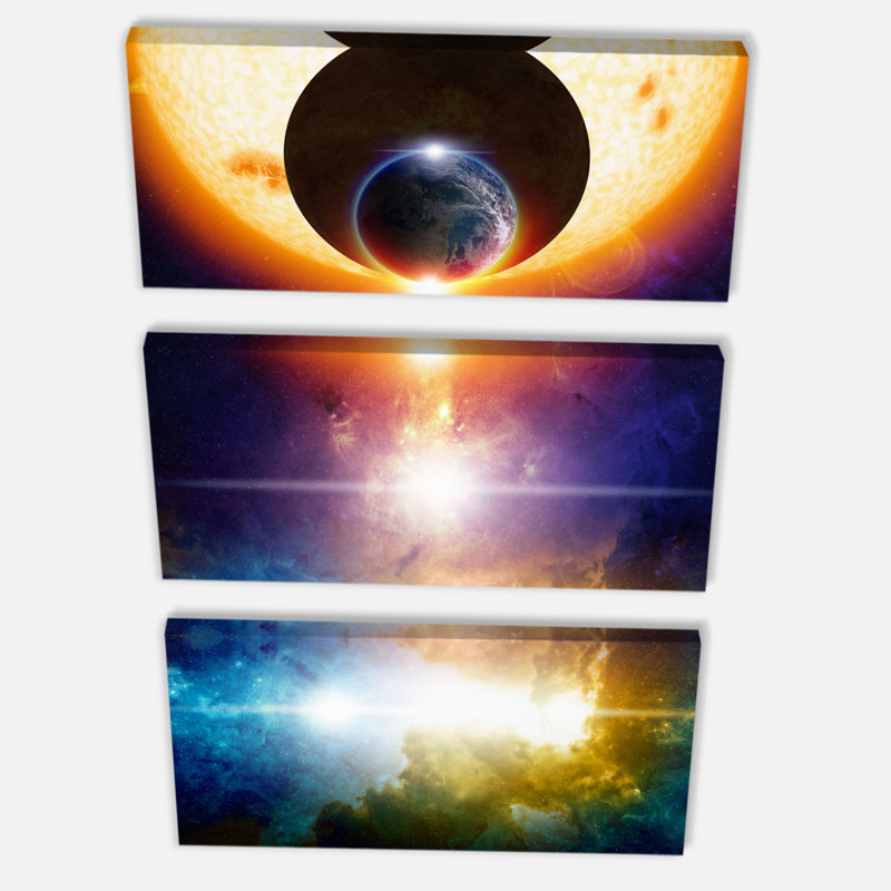 Designart Abstract Space Background 3 Piece Graphic Art On