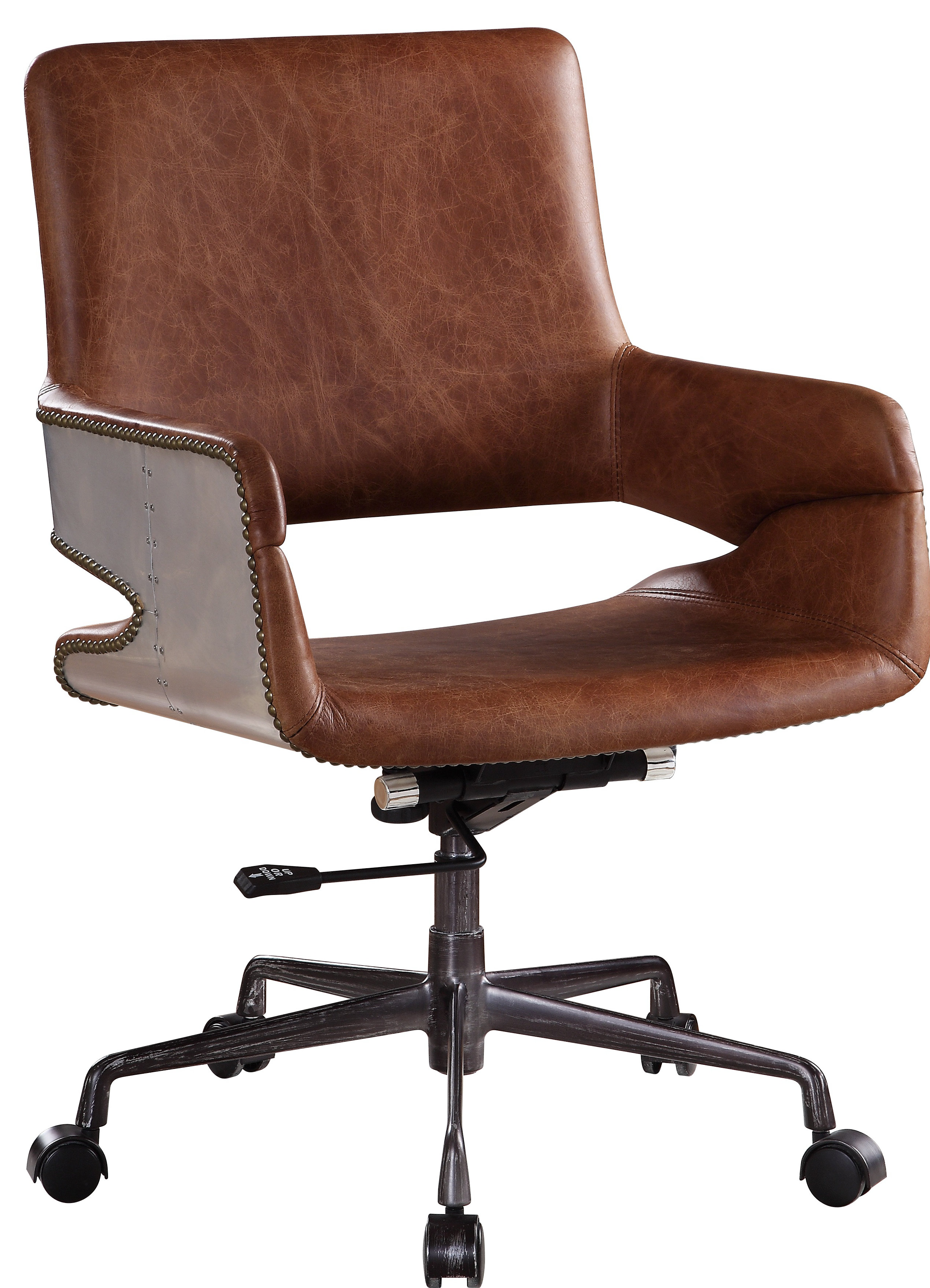 Union Rustic Faux Leather Upholstered Wooden Office Chair With