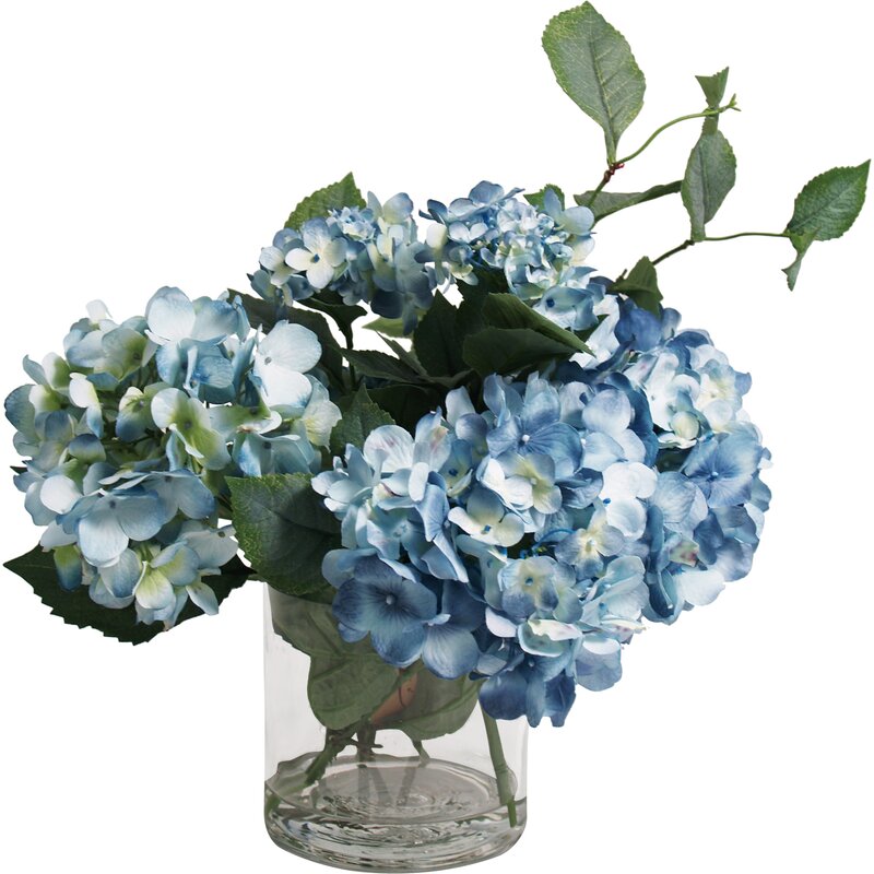 Hydrangea Floral Arrangement in Vase & Reviews | Birch Lane