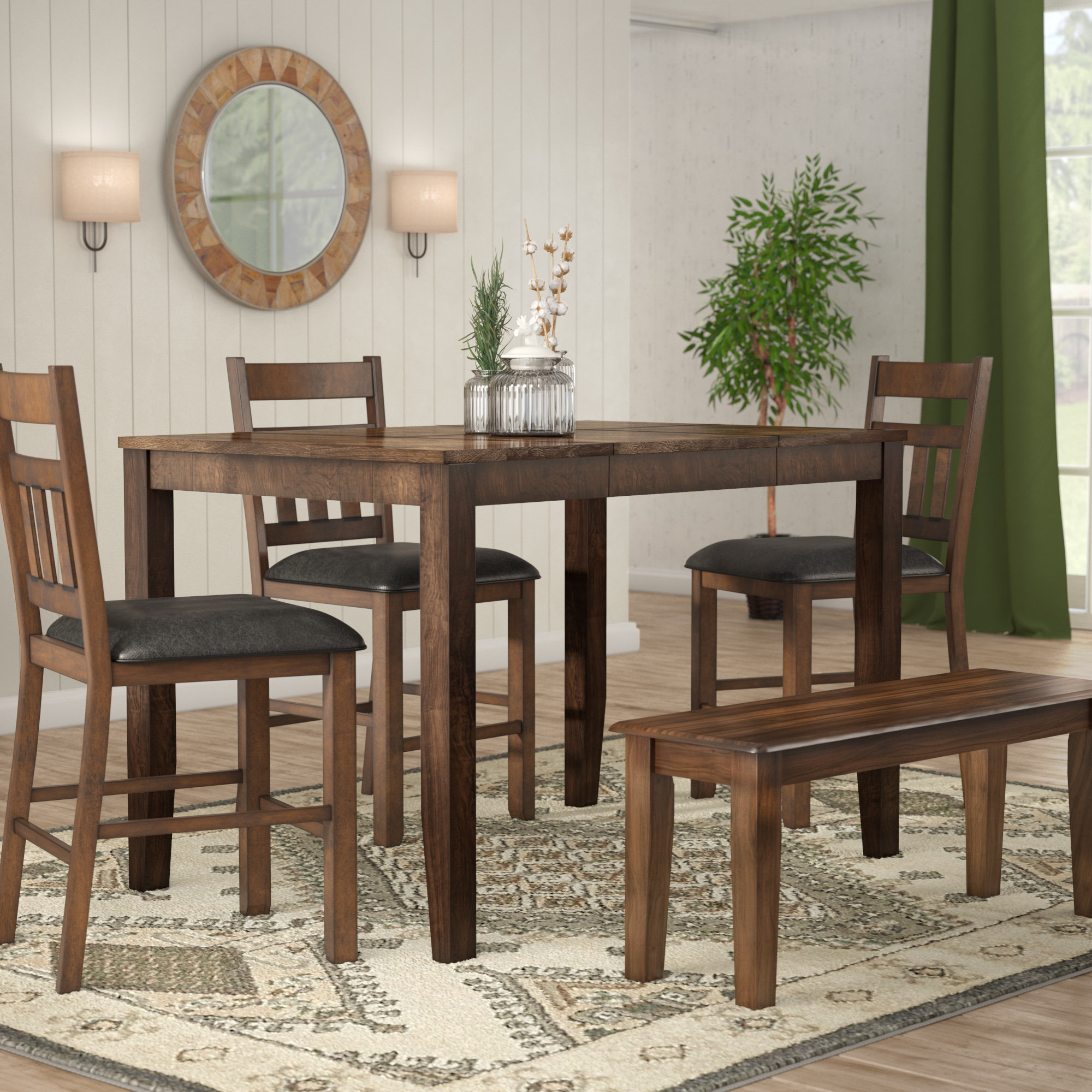 Loon Peak® Osborne Counter Height Butterfly Leaf Solid Wood Dining ...