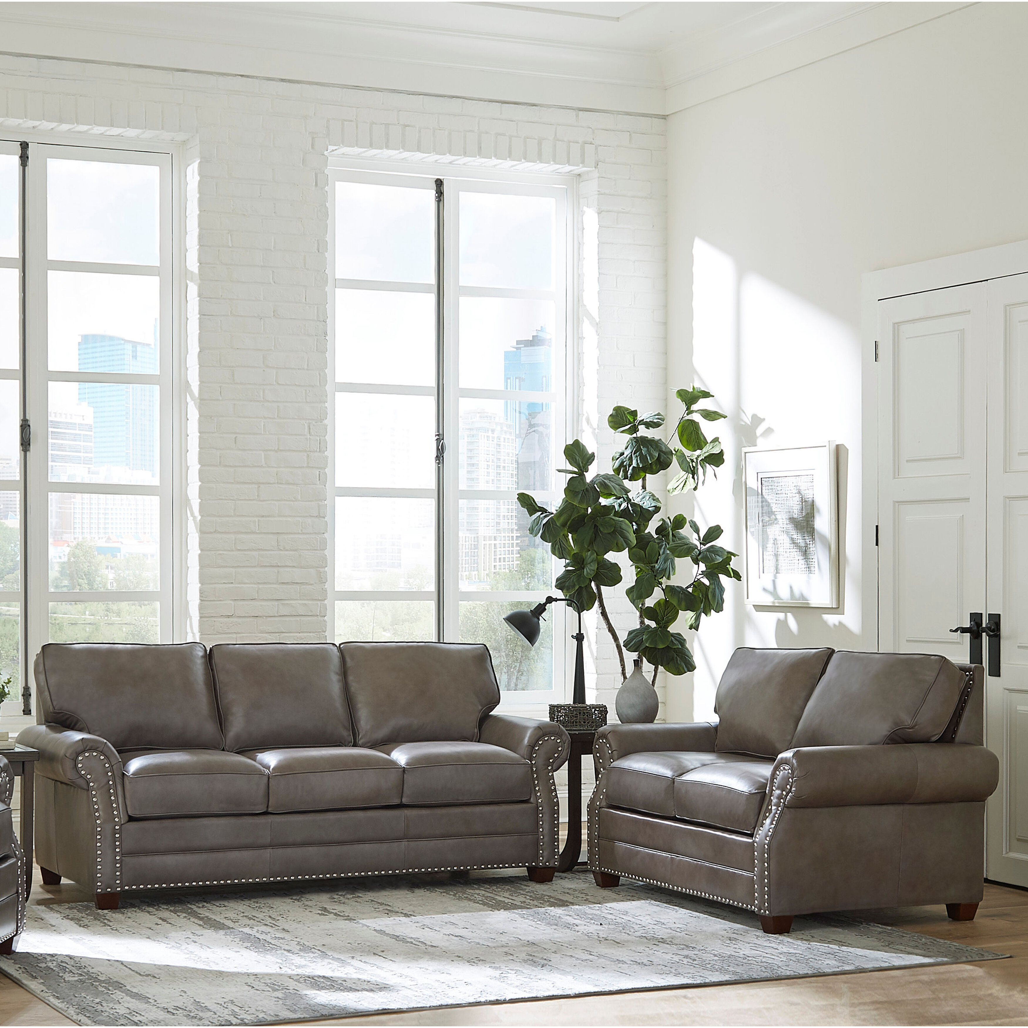 Lista 92+ Foto grey leather living room furniture sets Actualizar