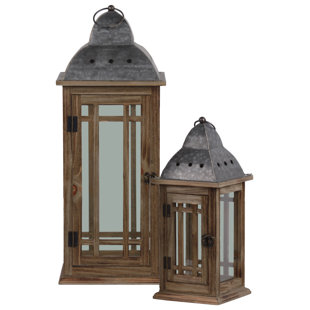 Square 2 Piece Wood Lantern Set by Gracie Oaks