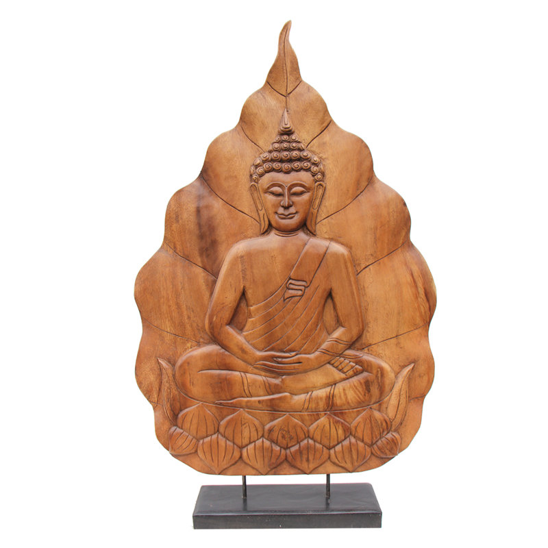 Decorative Large Buddha on Lotus Wood Carving