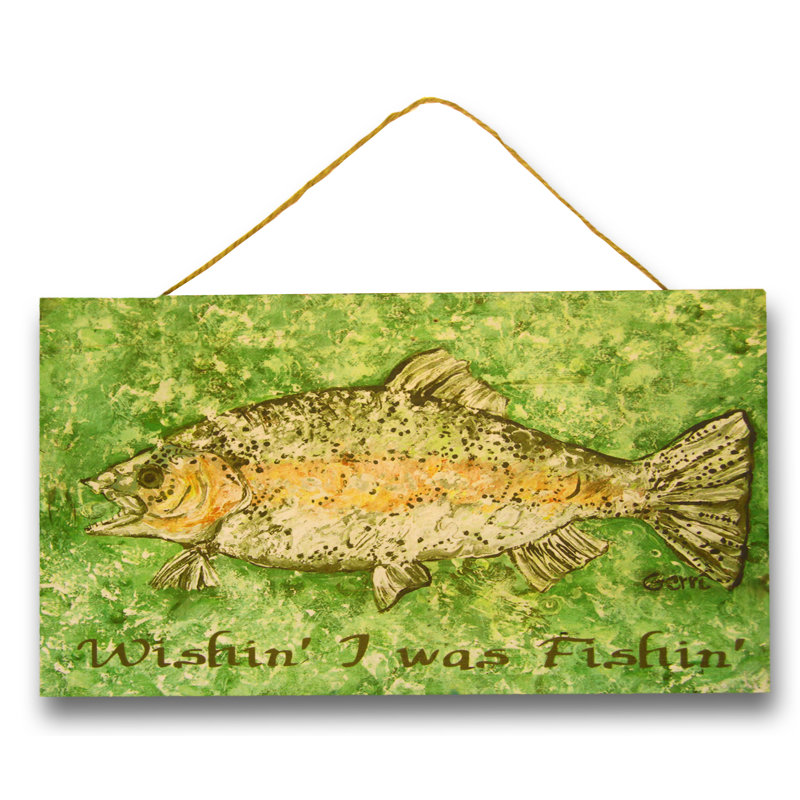 My Island Wishin I Was Fishin Rainbow Trout Wood Sign Painting