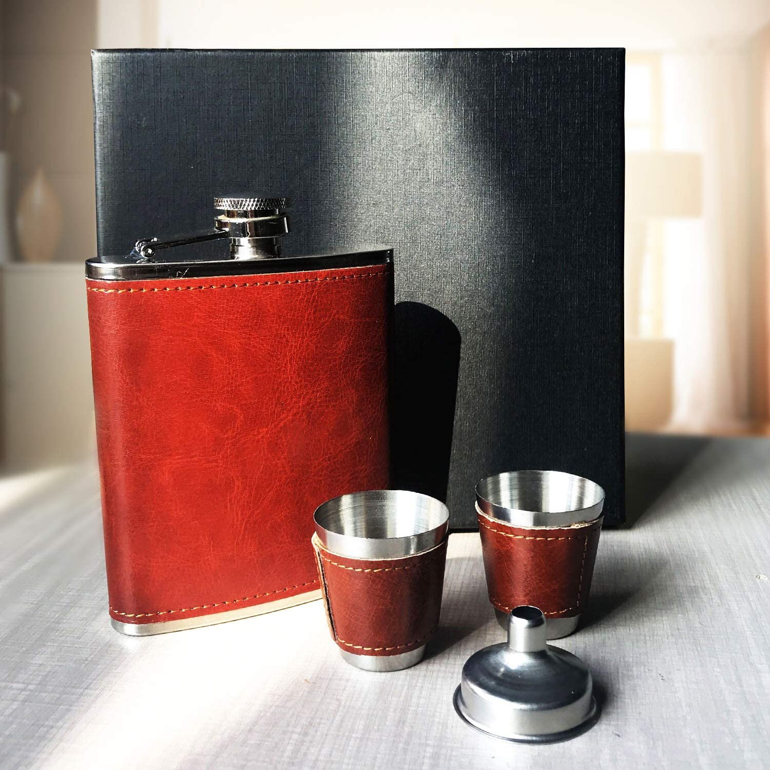 Stainless Steel Cup Mug Hip Flask with Wrap for Camping Drinking Travel Use Tool