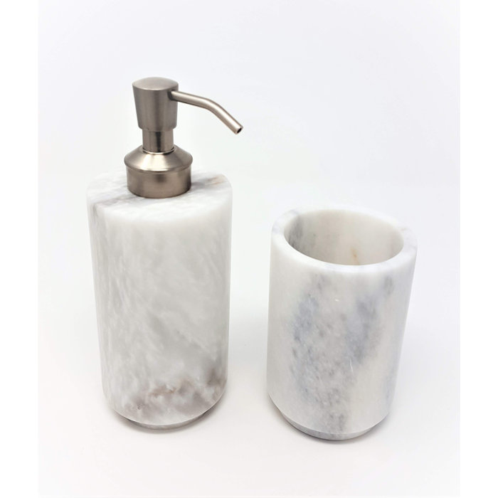 Newmarket Powder Honed Marble 2 Piece Bathroom Accessory Set Newmarket Powder Honed Marble 2 Piece Bathroom Accessory Set
