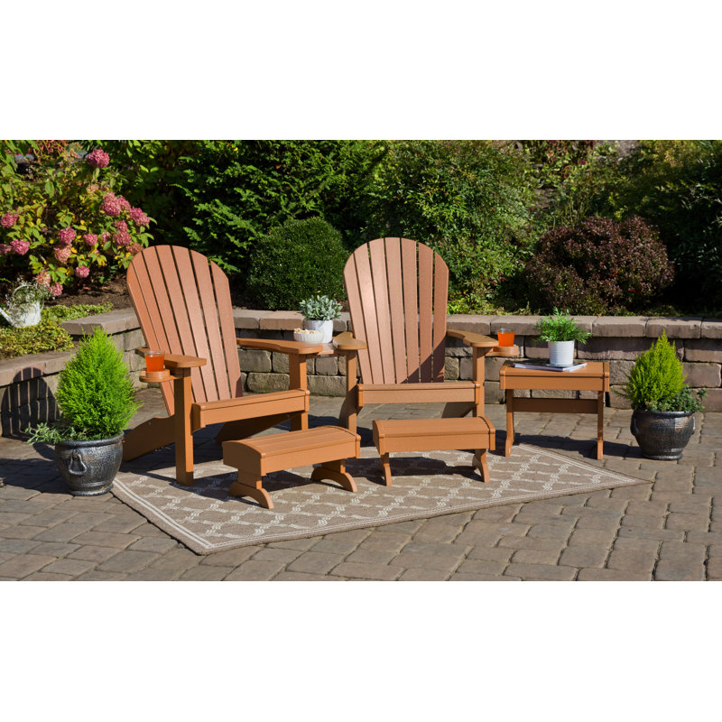 Bayou Breeze Kelm Plastic Resin Adirondack Chair Set With Ottoman Wayfair Ca