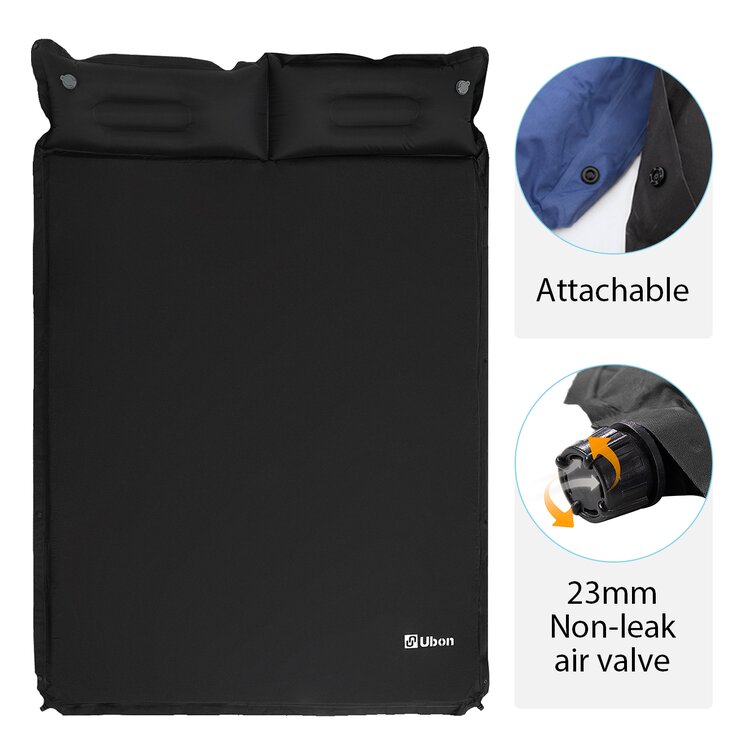 Ubon Double Self-Inflating Sleeping Pad Sleeping Mat for Camping with Pillows Attached Camp Sleep Pad for Backpacking Hiking Air Mattress Lightweight Inflatable & Compact