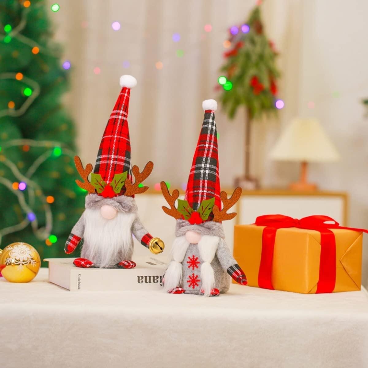 Plush Hat Long Beard Gnome Doll Christmas Santa Elf Figurine Home Ornament Decor 