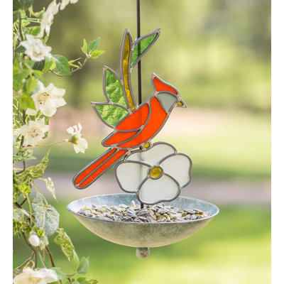 Wind Weather Stained Glass Cardinal Decorative Bird Feeder Wayfair