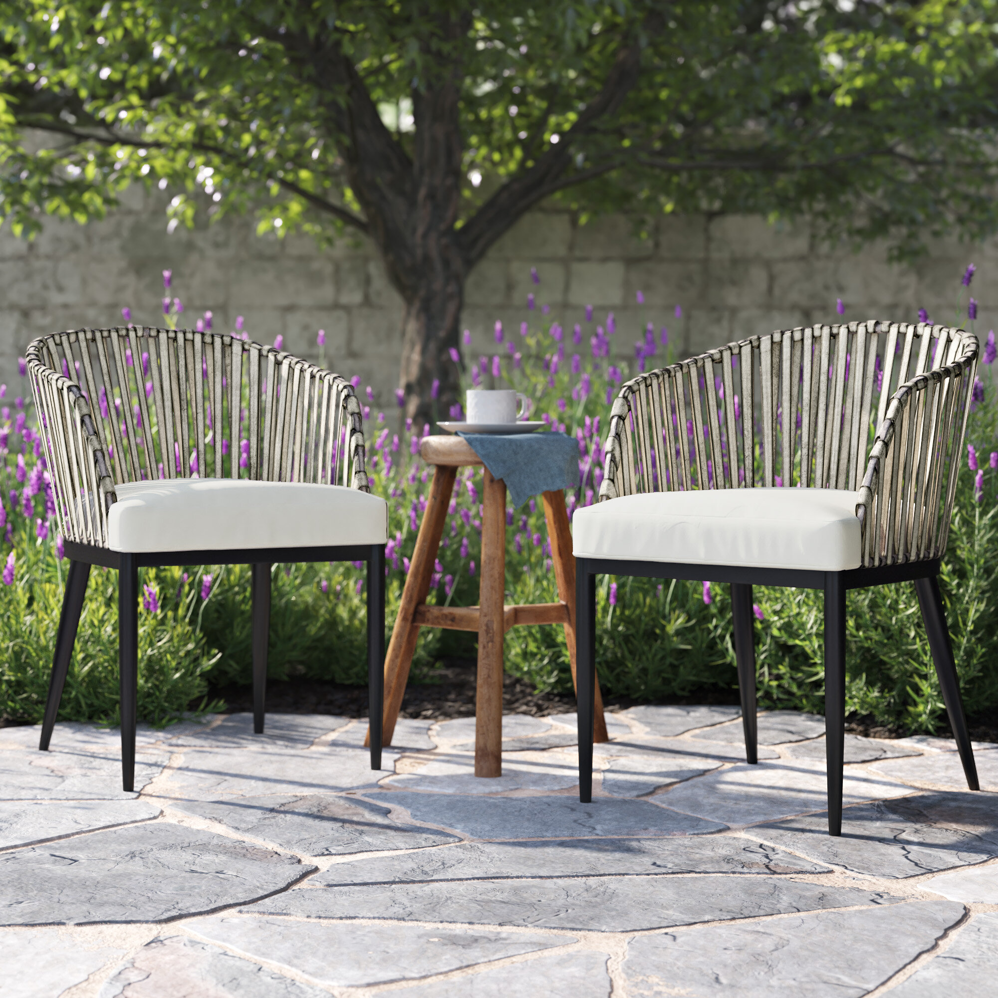 Rattan Patio Garden Bench Outdoor Seat Chair Porch Furniture w/ Seat Cushion 