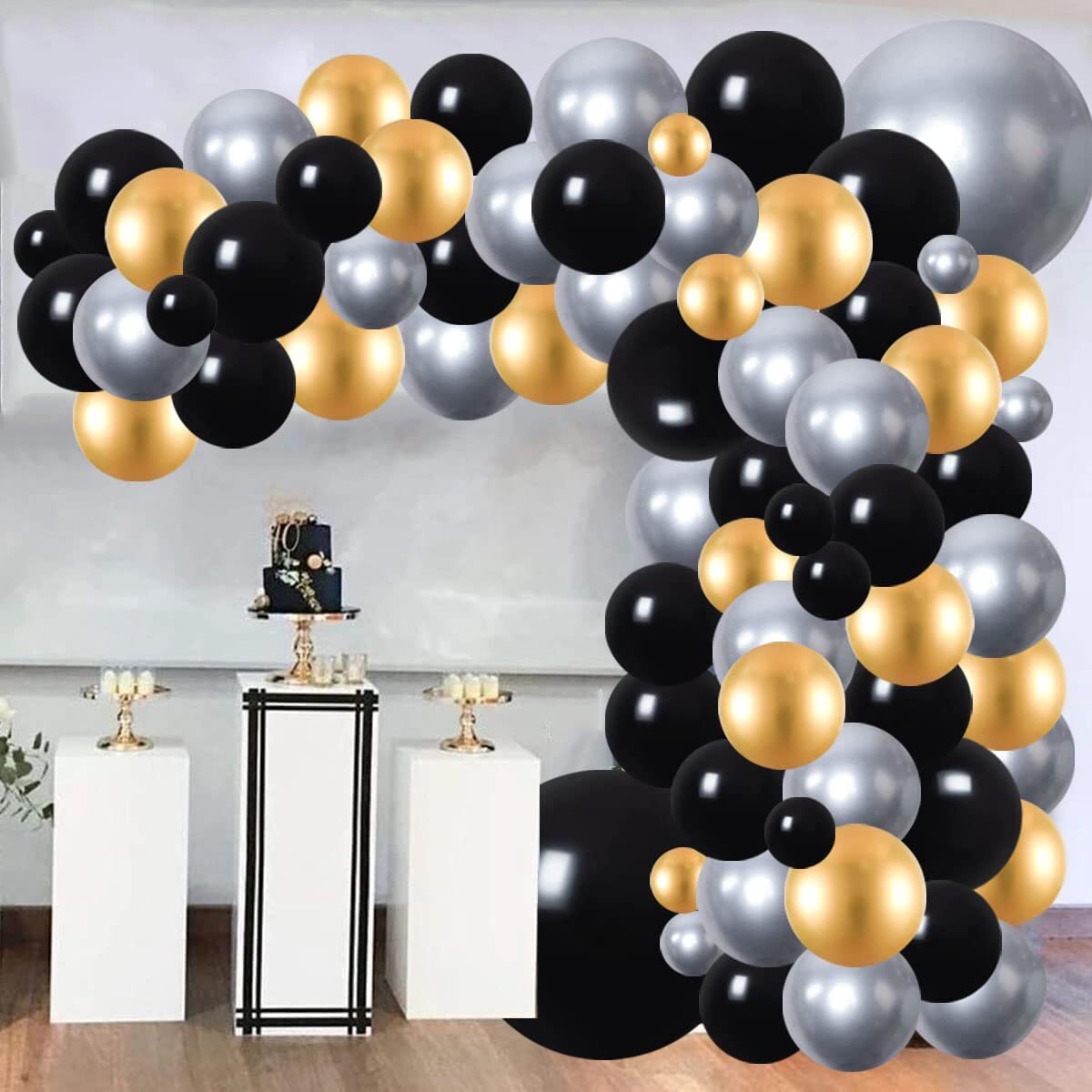Extra Large 40th Birthday Foil Balloon Black & Silver Party Decoration 3D Effect 