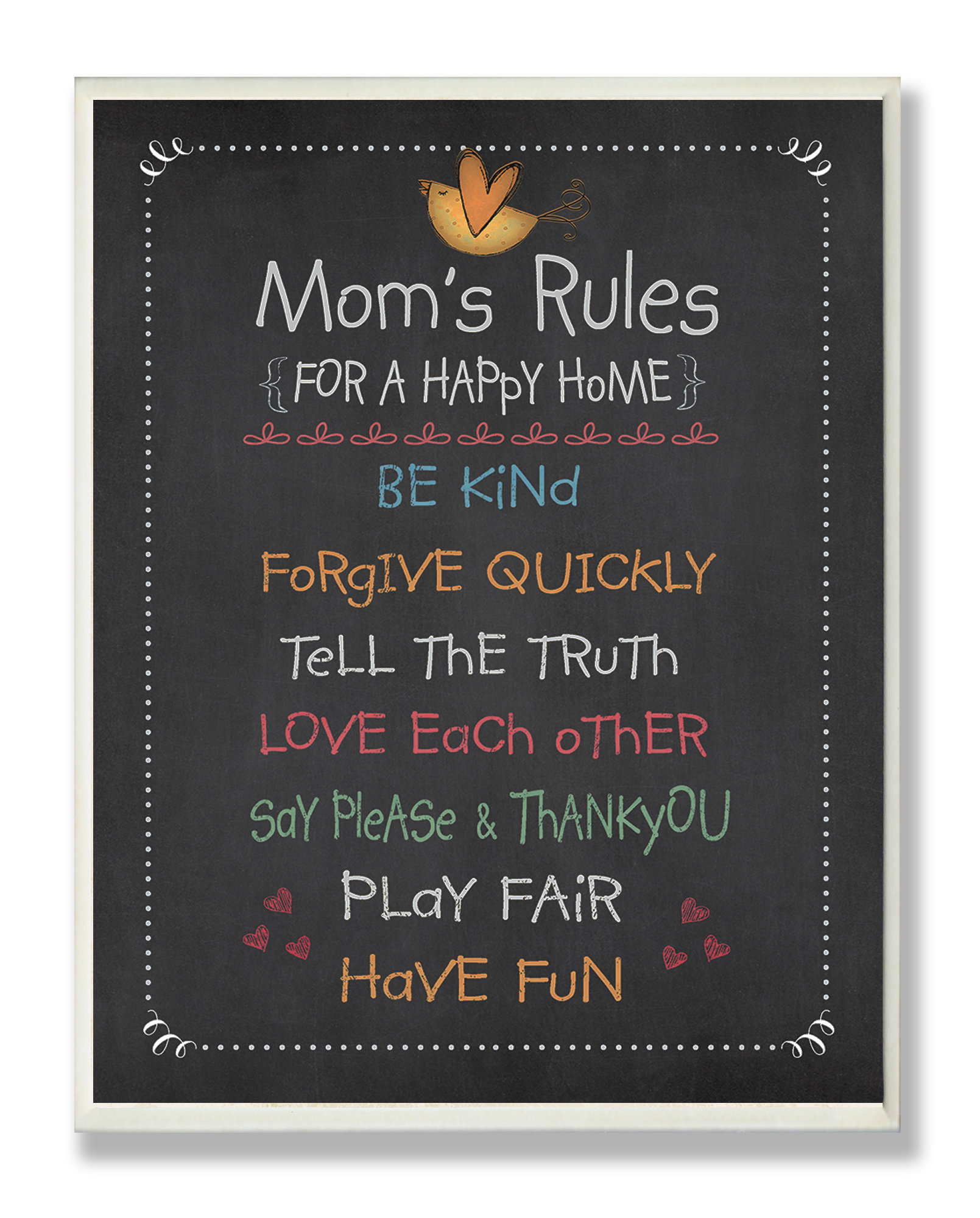 Stupell Industries Mom's Rules - Textual Art on Wood &amp; Reviews | Wayfair