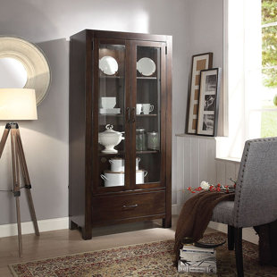 Go to store & view more images Gracie Oaks Charo Wooden Lighted Curio Cabinet