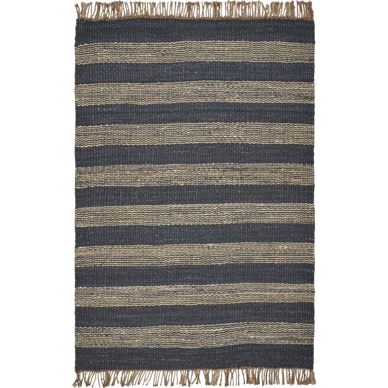 Breakwater Bay Linton Striped Handmade Flatweave Jute Sisal Ivory Black Area Rug Wayfair