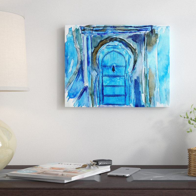 East Urban Home Chef Chaouen Morocco Blue Door Painting On Wrapped