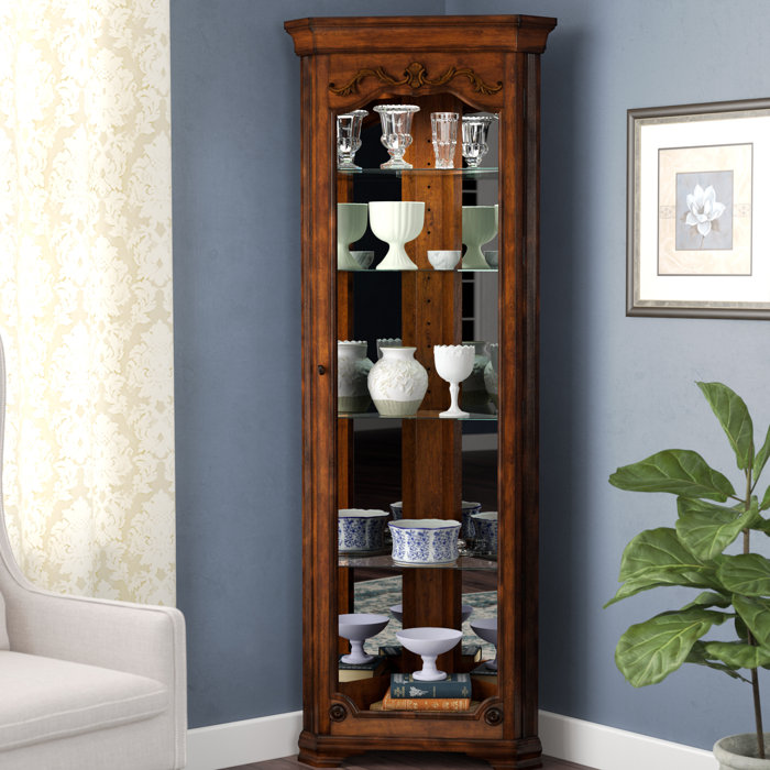 Astoria Grand Kenric Lighted Corner Curio Cabinet Reviews