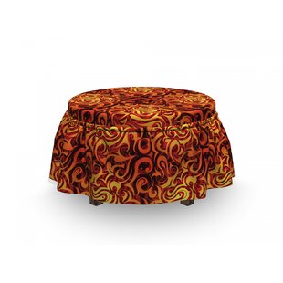 Abstract Floral Surreal Curves 2 Piece Box Cushion Ottoman Slipcover Set By East Urban Home