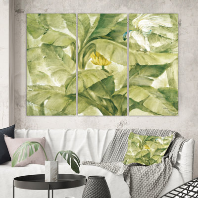 Tropical Canopy II Green - 3 Piece Wrapped Canvas Painting Print Set