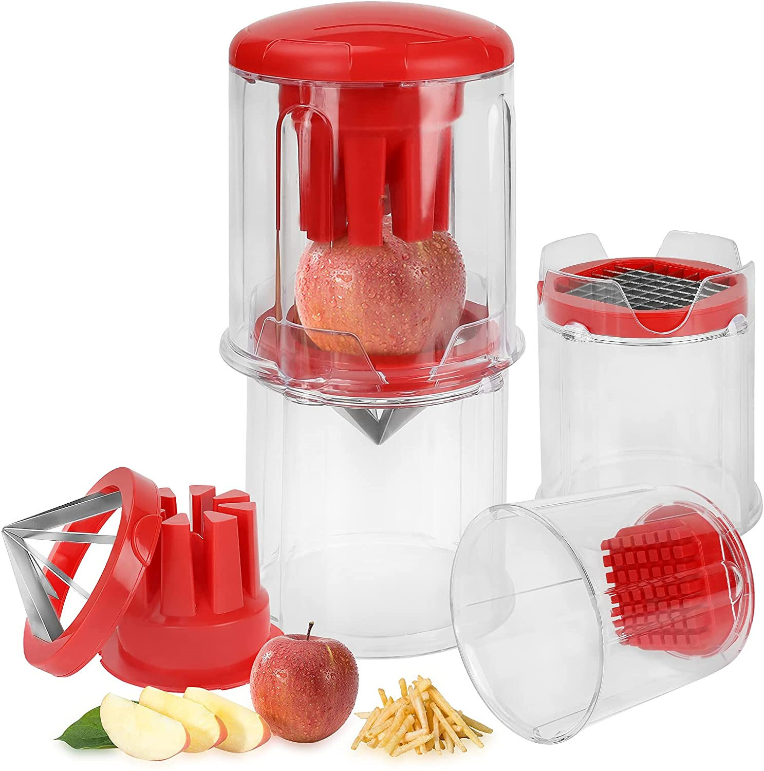With Container French Fry Cutter Perfect for Air Fryer Dishwasher Safe Easy to Clean Super Sharp Blades Onion Chopper Vegetable Slicer Apple Cutter