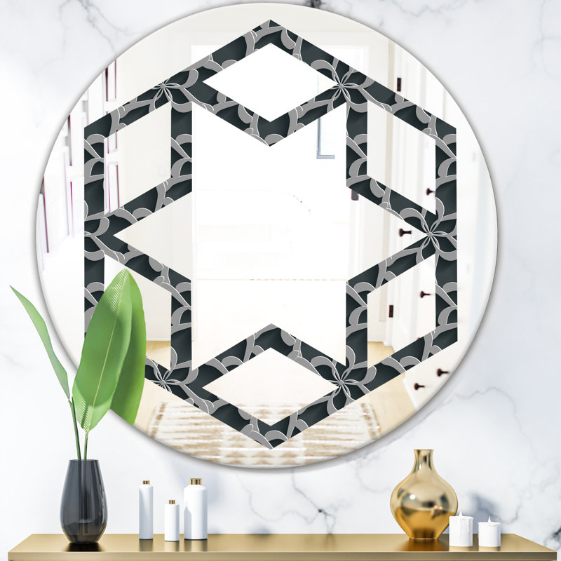 East Urban Home Floral 3d Pattern Background Hexagon Star Eclectic Frameless Wall Mirror Wayfair