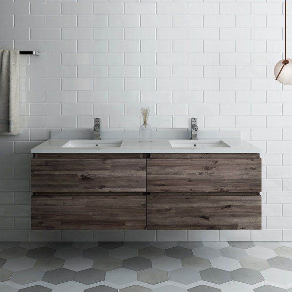 Fresca Formosa 60" Wall-Mounted Double Bathroom Vanity Set ...