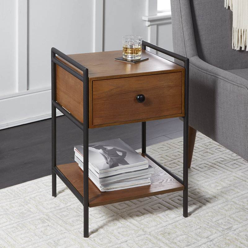 Foundry Select Jordy Farmhouse Industrial Bedside 1 Drawer Nightstand Reviews Wayfair