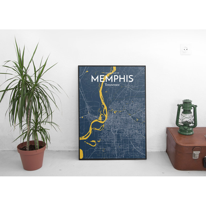 Wrought Studio Memphis City Map Graphic Art Print Poster In Blue