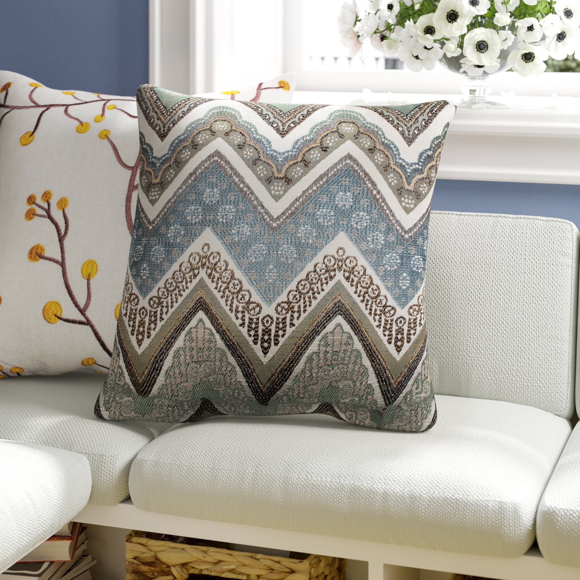 blue bohemian throw pillows