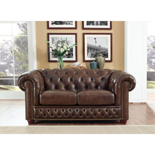 Worcester Leather Chesterfield Loveseat by Trent Austin Design Sale